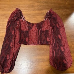 Shein maroon snake print crop top